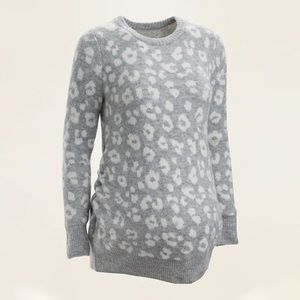 Grey, leopard print, maternity tunic sweater.  Old Navy.  Size large.